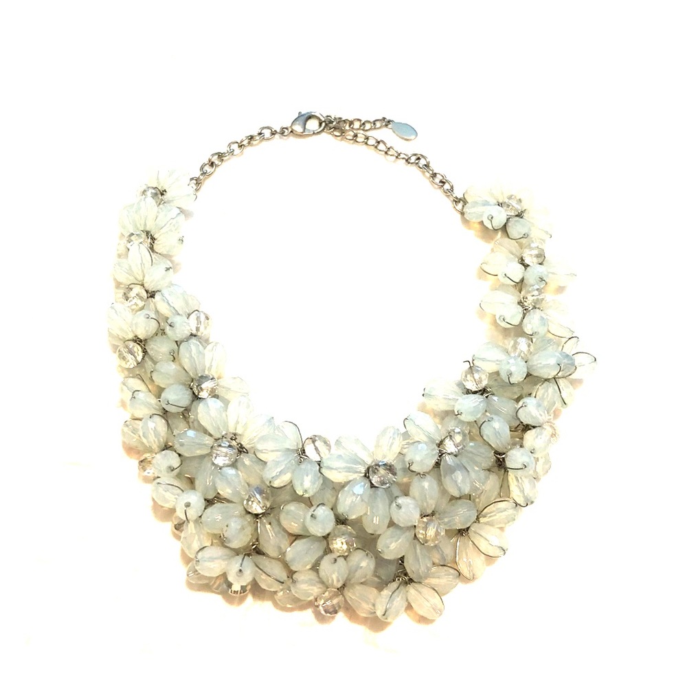 Statement necklace, flowery crystals